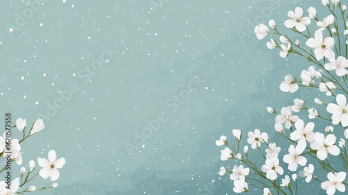 A serene illustration featuring delicate white flowers against a calming blue background, evoking tranquility and nature.
