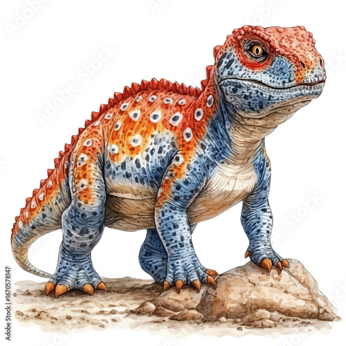 watercolor vector of Carnotaurus, isolated on a white background.
