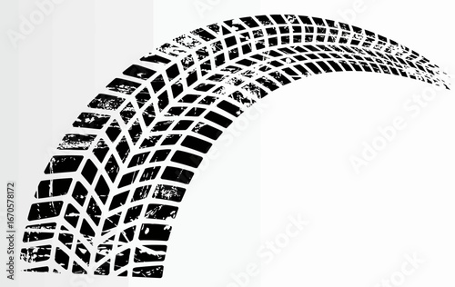Curved Tire Track Black and White Grunge Illustration