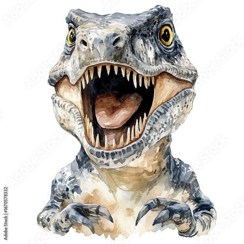 watercolor of Carnotaurus, vector, isolated on a white background.
