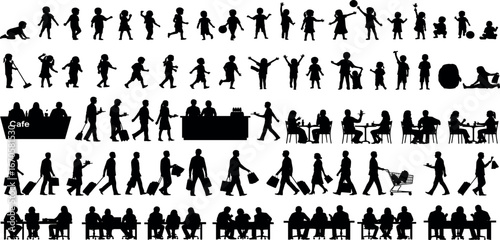 Collection of Silhouetted People in Various Activities and Poses