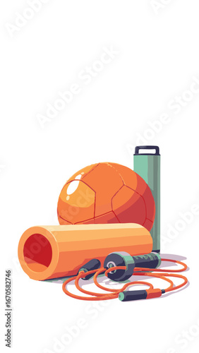 Sports Ball with Bottle and Mat