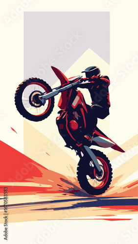Motorcyclist extreme stunt jump