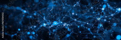 Abstract blue network connection with data and technology, representing the digital internet, science communication and futuristic system