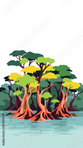 Mangrove tree forest in wetlands
