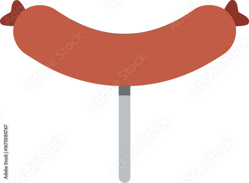 Grilled sausage on stick appetizing barbecue food isolated ingredient vector