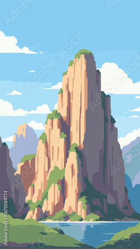 Rocky mountain cliff landscape view
