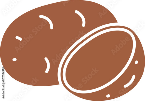 Fresh brown potato half cut graphic food ingredient organic root vegetable vector