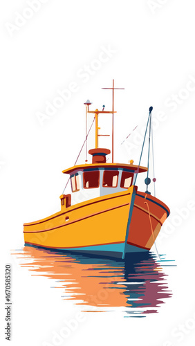Fishing boat floating on sea