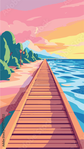 Wooden pier extending into ocean