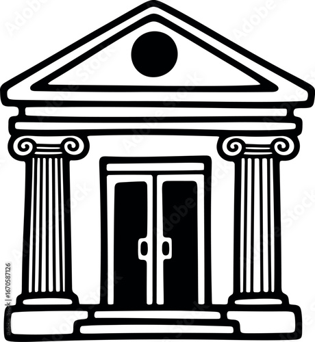 Classic government building facade ionic columns architectural symbol vector
