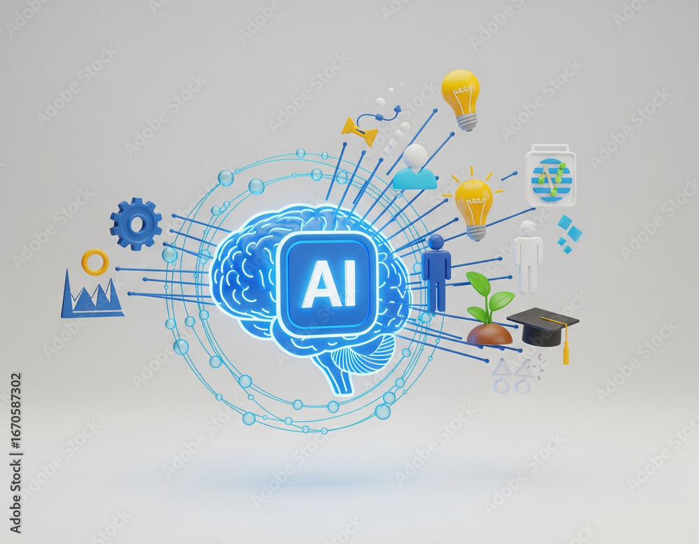Obraz premium AI Impact Visualizing Artificial Intelligence & its Transformative Effects Animation