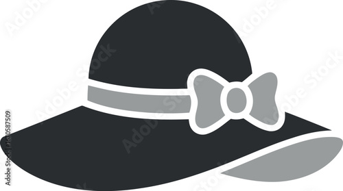 Elegant women's wide brim sun hat with bow detail vector