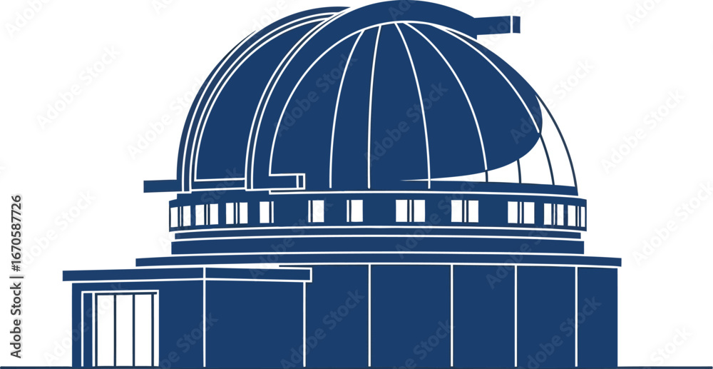 Fototapeta premium Blue Observatory Building on White, Science and Education Concept