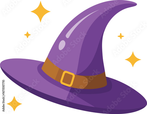 witch hat floating with sparkles silhouette clea