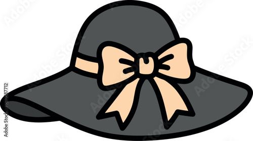 Elegant wide brim sun hat with decorative bow for summer fashion vector