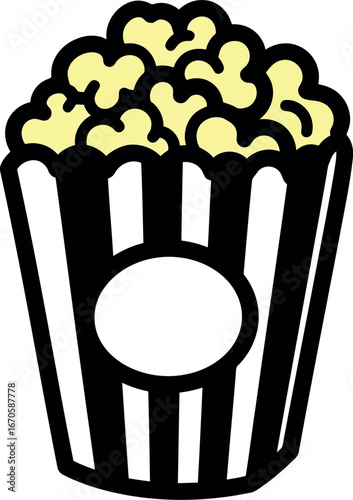 Popcorn bucket movie night snack cinema entertainment casual fun vector