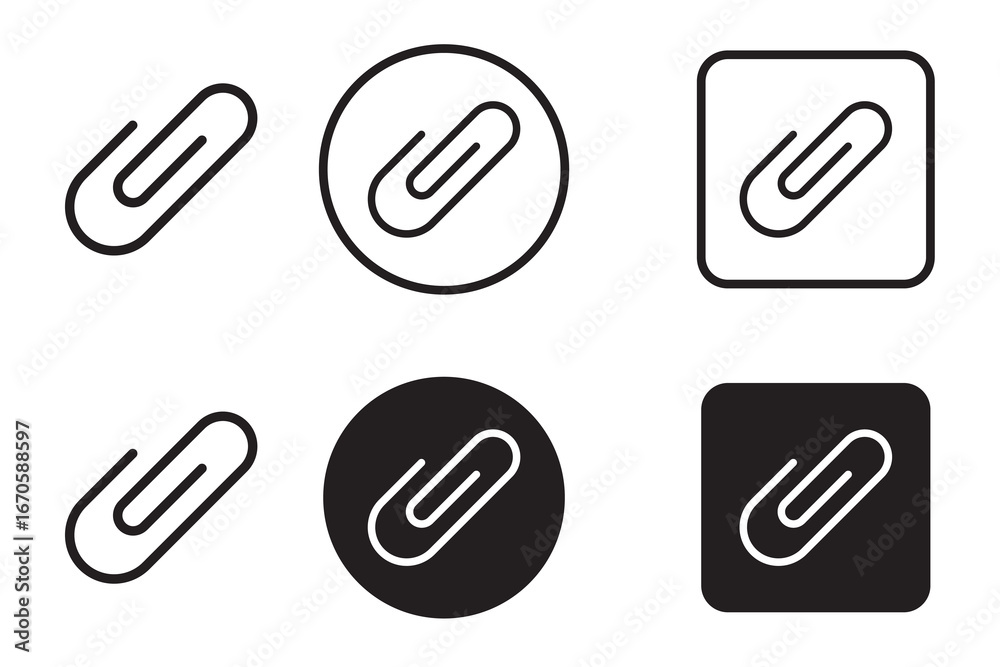 Obraz premium Clip icons in Multiple Styles Set. Vector Illustration