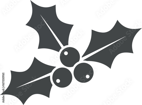 Festive holly sprig icon for christmas and winter holidays vector