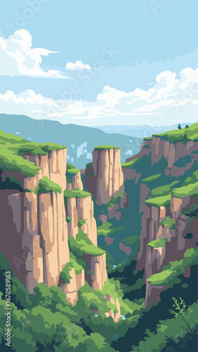 Canyon valley landscape scene
