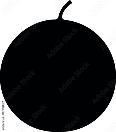 Simple black silhouette of a fresh orange fruit with stem vector