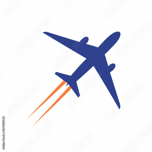 Minimal Plane with Trail Travel Icon Illustration