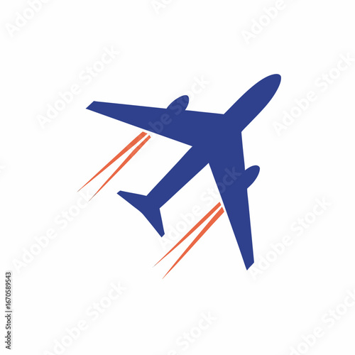 Minimal Plane with Trail Travel Icon Illustration