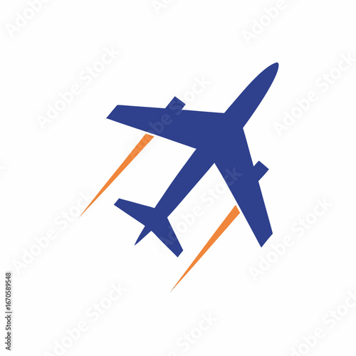 Minimal Plane with Trail Travel Icon Illustration