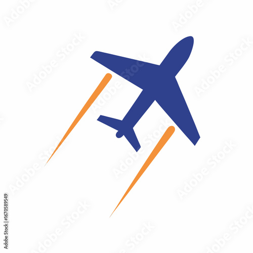 Minimal Plane with Trail Travel Icon Illustration
