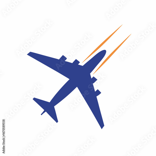 Minimal Plane with Trail Travel Icon Illustration