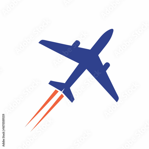 Minimal Plane with Trail Travel Icon Illustration
