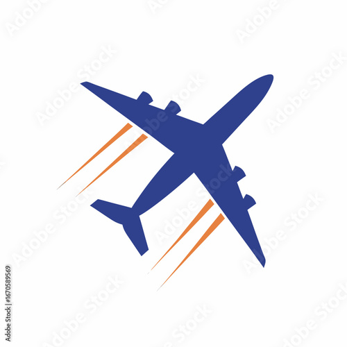 Minimal Plane with Trail Travel Icon Illustration