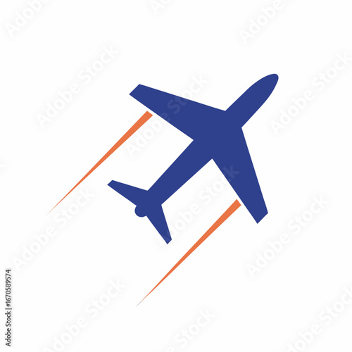 Minimal Plane with Trail Travel Icon Illustration