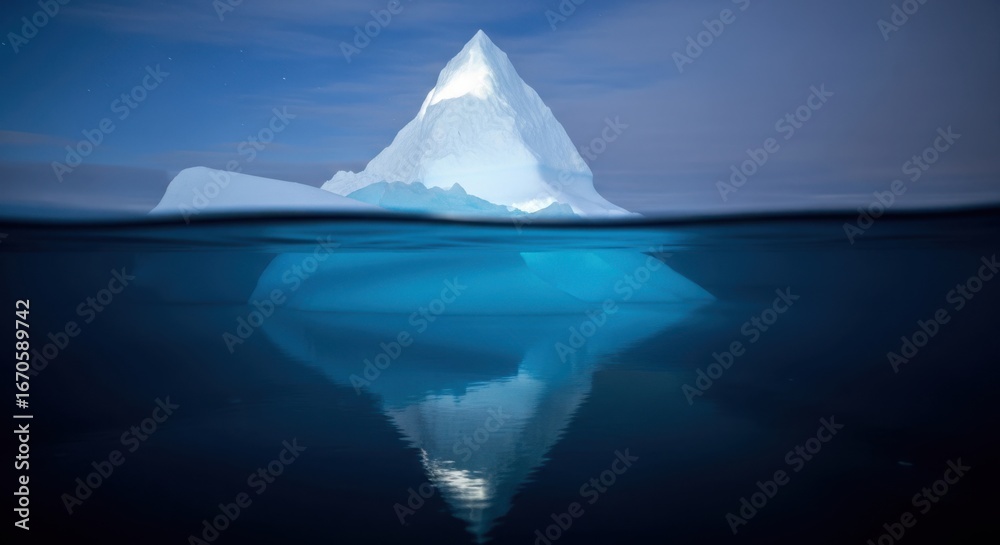 Fototapeta premium Majestic Iceberg Reflects Under Starry Night Sky