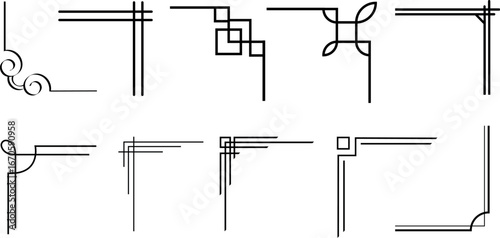 Decorative Corner Frame Elements – Vintage Borders, Ornamental Corners, Vector Line Art Design Set