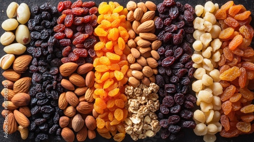 Fototapeta Naklejka Na Ścianę i Meble -  Variety of nuts and dried fruits food background