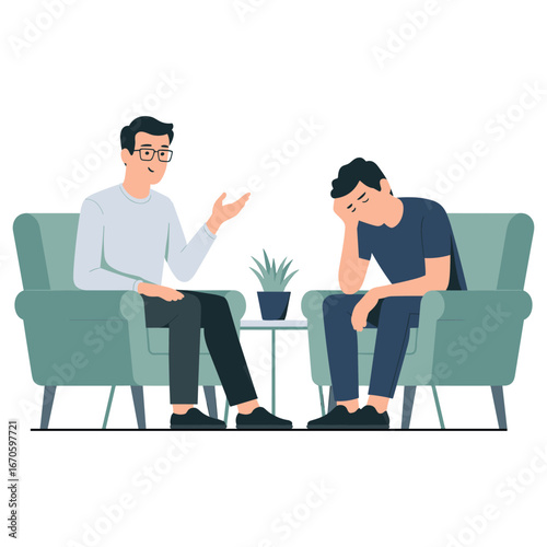 Man in Therapy Session Vector