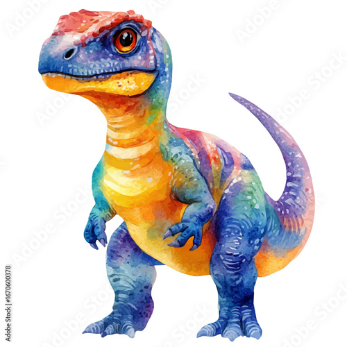 Allosaurus, watercolor vector, isolated on a white background.