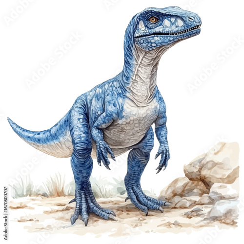 Allosaurus, watercolor painting vector, isolated on a white background.