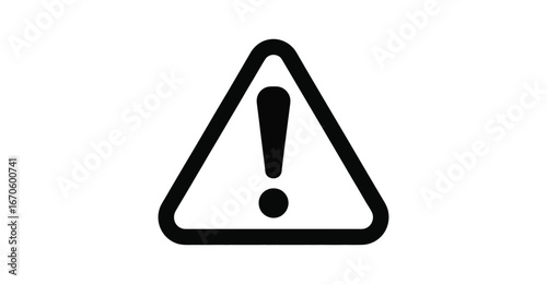 Black Exclamation Mark in Rounded Triangle: Minimalist Warning Symbol for Caution, Safety Alerts, Hazard Notices, and Critical Attention