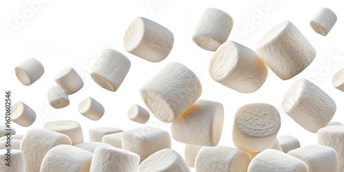 Floating Marshmallows 3D Render of Sweet Treats, Dessert Food Photography Marshmallow, Food Photography