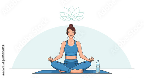Woman Practicing Meditation In Lotus Position For Relaxation And Well-Being