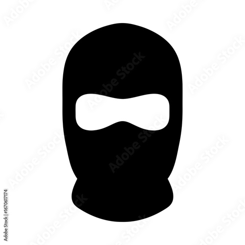 Winter clothing icons vector art of black balaclava mask for winter sports and protection vector