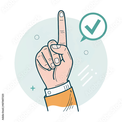 hand pushing button on a touch screen interface
