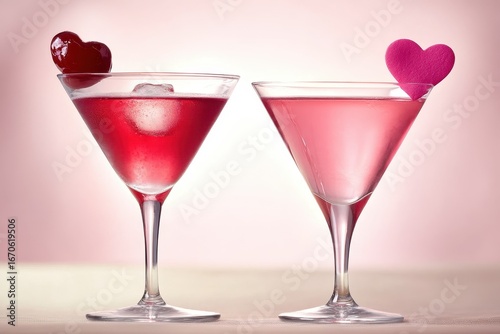 Wallpaper Mural Romantic Pink and Red Cocktails, Two vibrant pink and red cocktails, beautifully garnished Torontodigital.ca