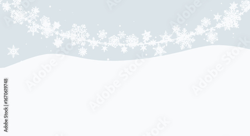 Winter Scenery with Snowflakes Border and Ground for Festive Designs