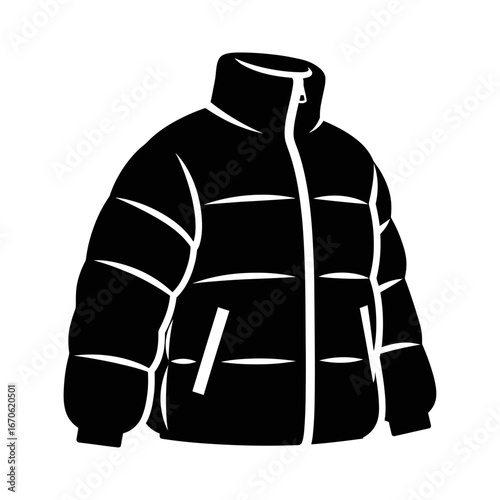 Winter male clothing icons vector art of black puffer jacket vector illustration for winter fashion vector