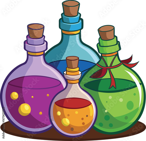 Bundle Of Potion Bottles Halloween Style Clean