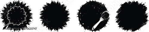 Mega bundle of different ink brush strokes:rectangle,square and round freehand drawings.Ink splatters,grungy painted lines,artistic design elements:waves,circles,triangles.Vector paintbrush set.