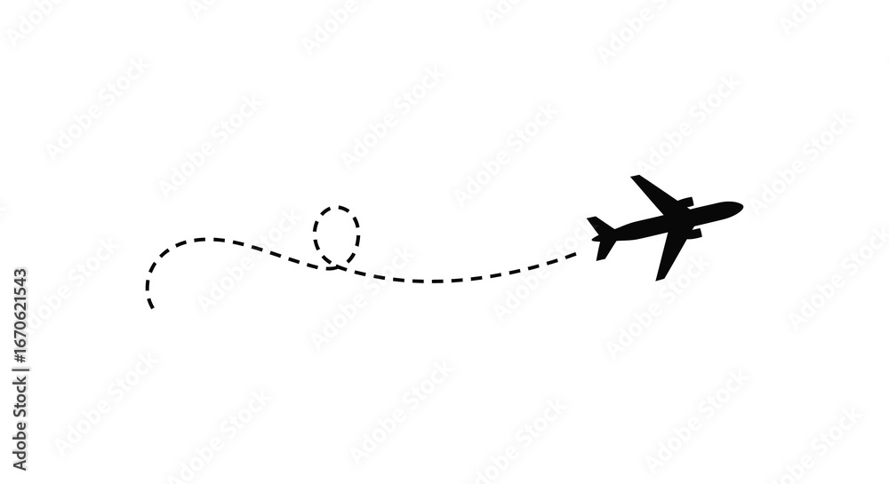 Airplane flying in the sky with a dotted trail behind it